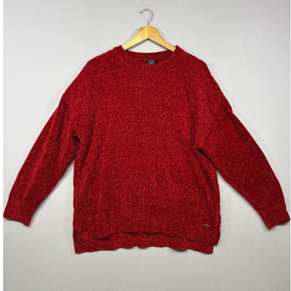 Cozy Chenille Jones New York Womens XL Red Crewneck Pullover Sweater